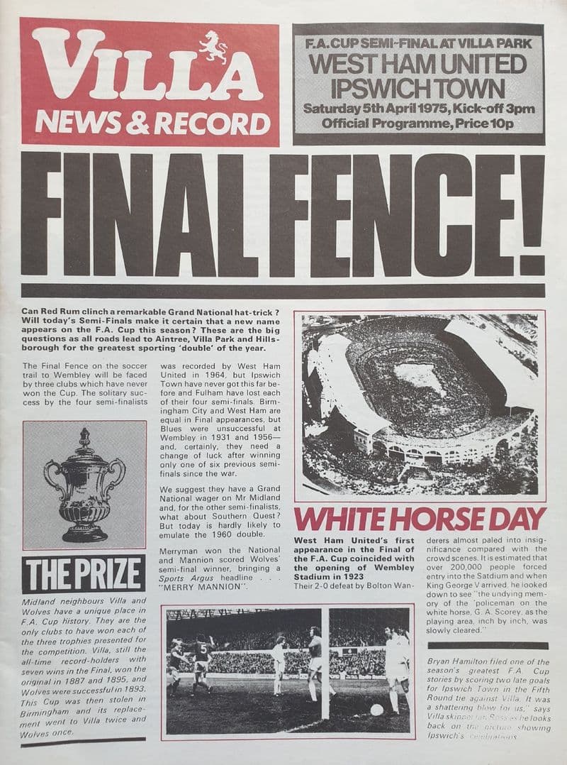 FA Cup SF 1975, West Ham United v Ipswich (Apr 5th)