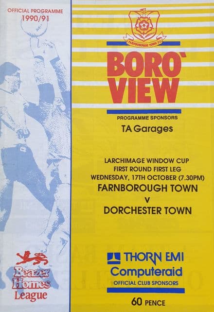 Farnborough v Dorchester, LW Cup (1990, Oct 17th)