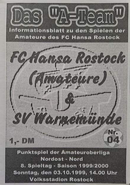 FC Hansa Rostock v SV Warnemunde (1999, Oct 3rd)