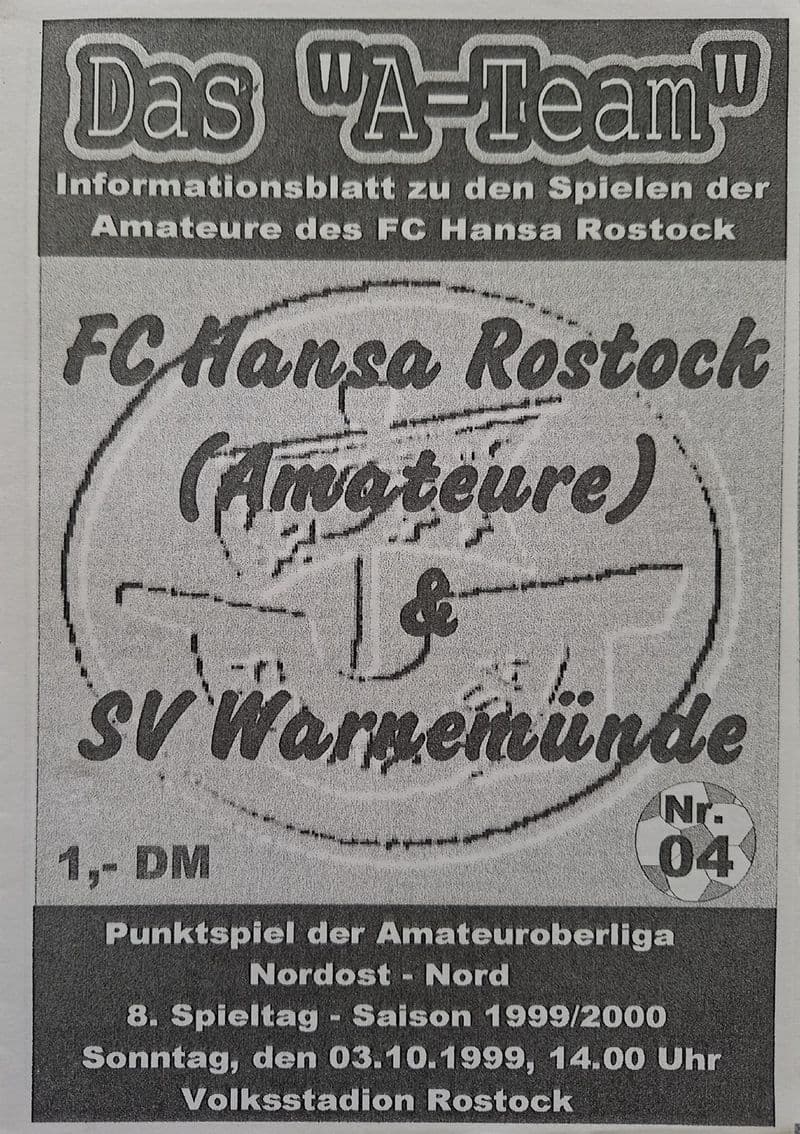 FC Hansa Rostock v SV Warnemunde (1999, Oct 3rd)