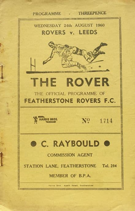Featherstone Rovers v Leeds (1960, Aug 24th)