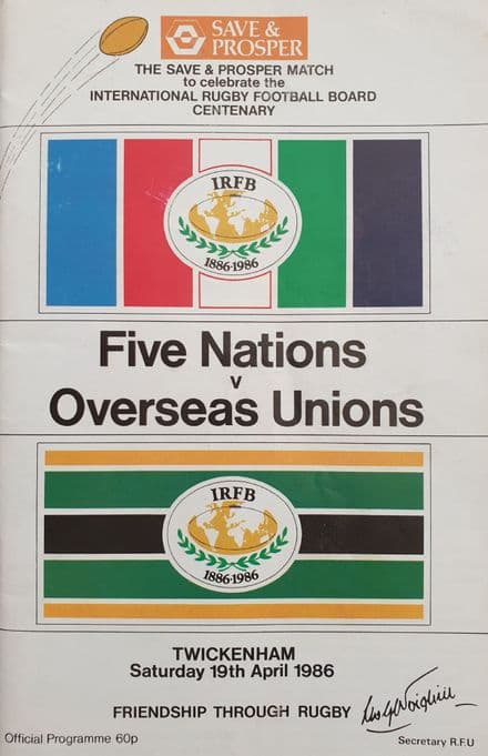 Five Nations v Overseas Unions (1986, Apr 19th)