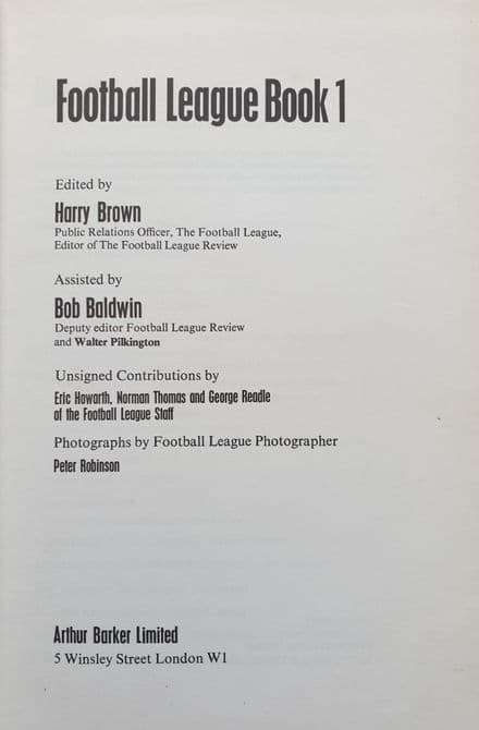 Football League Book No.1