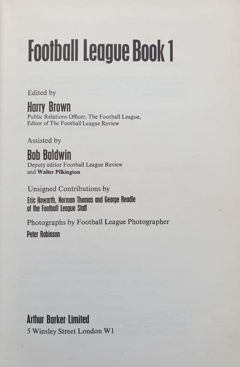Football League Book No.1