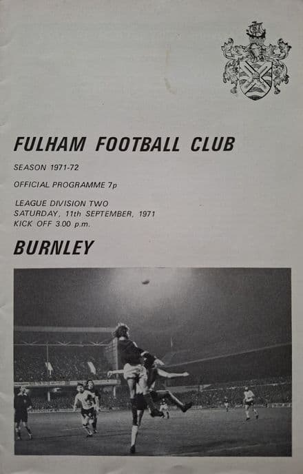 Fulham v Burnley, Div 2 (1971, Sep 11th)