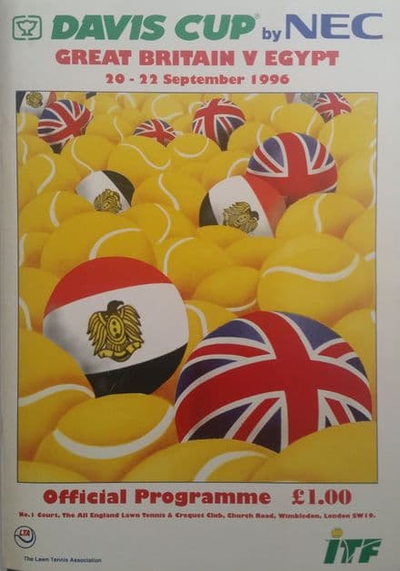 GB v Egypt Davis Cup Programme (1996, Sep 20th-22nd)