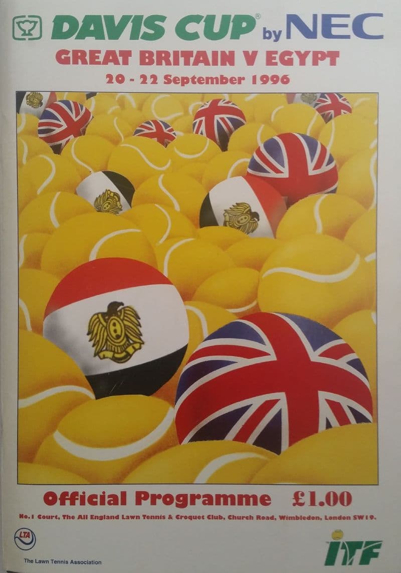 GB v Egypt Davis Cup Programme (1996, Sep 20th-22nd)