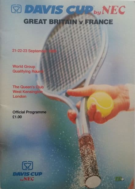 GB v France Davis Cup Programme (1990, Sep 21st-23rd)