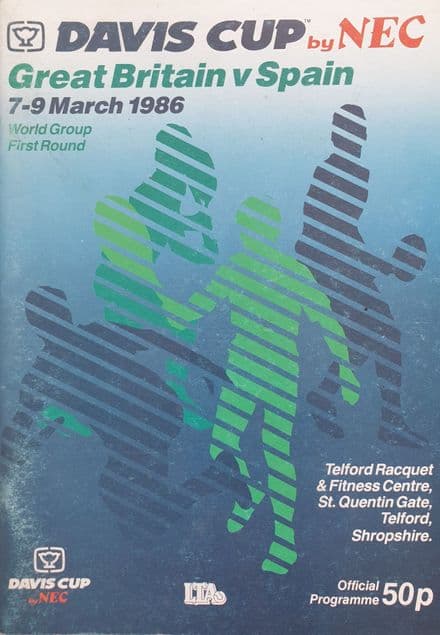 GB v Spain Davis Cup Programme (1986, Mar 7th-9th)