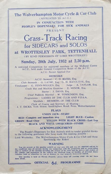 Grass-Track Racing, Tettenhall (1952, Jul 20th)