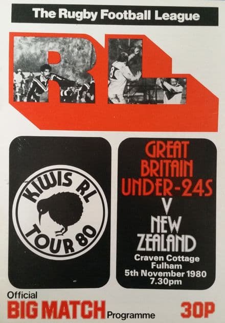 Great Britain U.24s v New Zealand (1980, Nov 5th)