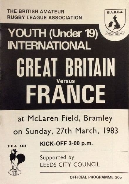 Great Britain v France, U.19 International (1983, Mar 27th)