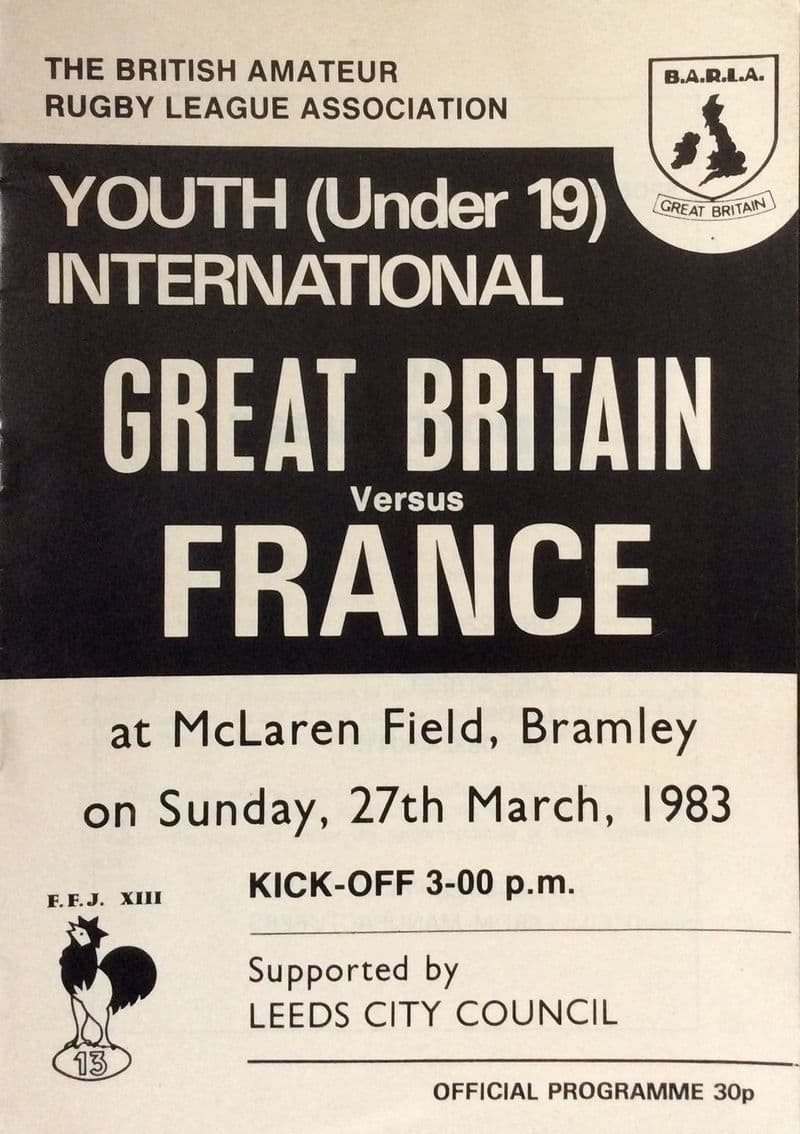 Great Britain v France, U.19 International (1983, Mar 27th)