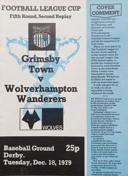 Grimsby Town v Wolves, League Cup (1979, Dec 18th)