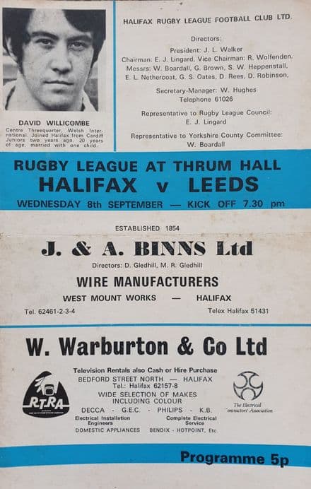 Halifax v Leeds (1971, Sep 8th)