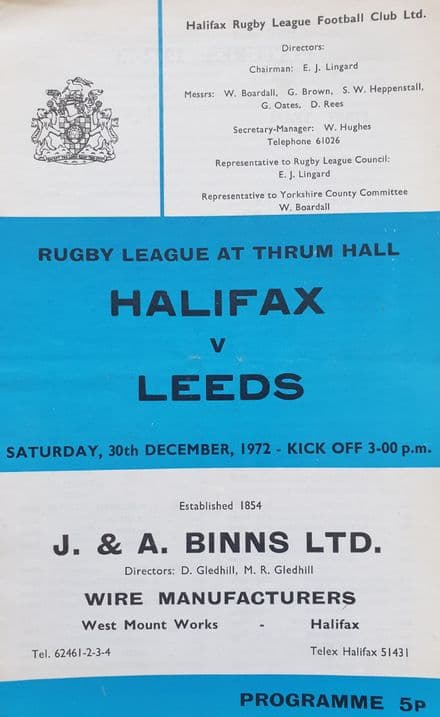 Halifax v Leeds (1972, Dec 30th)