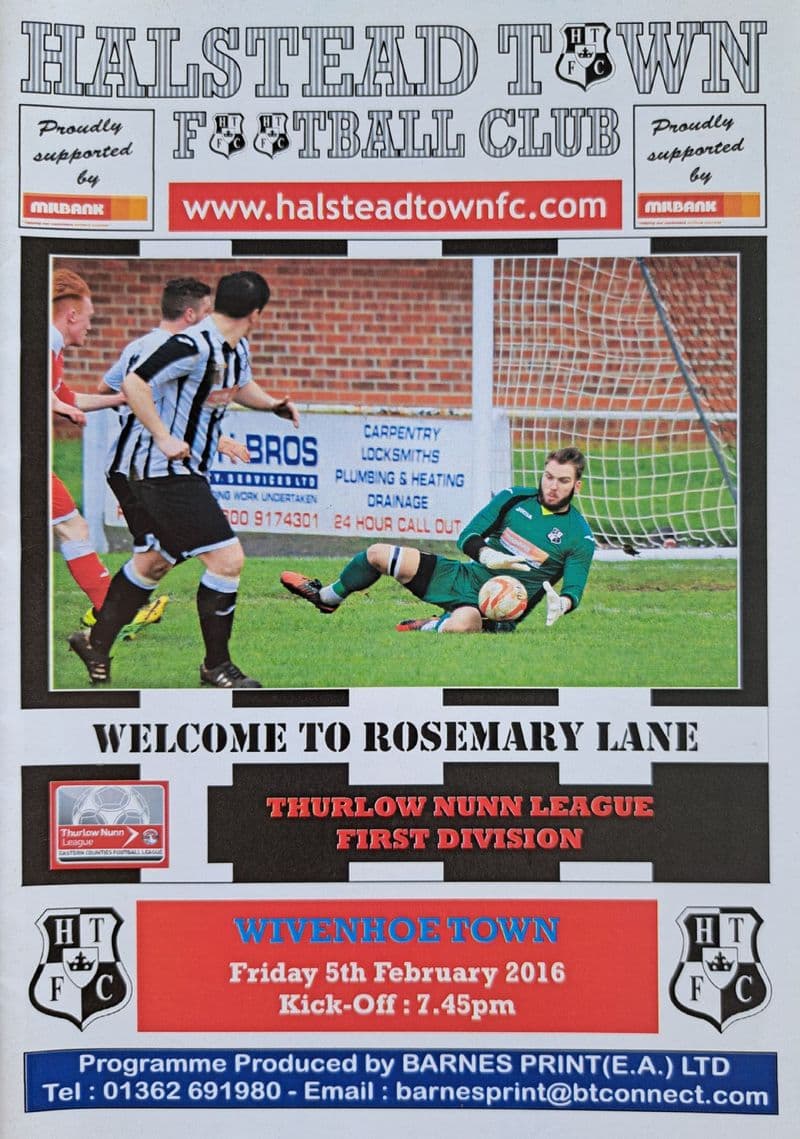 Halstead Town v Wivenhoe Town, Thurlow Nunn Lge (2016, Feb 5th)