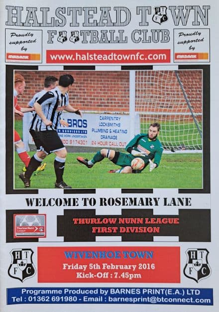 Halstead Town v Wivenhoe Town, Thurlow Nunn Lge (2016, Feb 5th)
