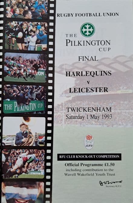 Harlequins v Leicester, Pilkington Cup F (1993, May 1st) plus Ticket