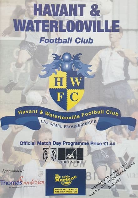 Havant & Waterlooville v Barnet, FA Cup Qual (2001, Oct 27th)
