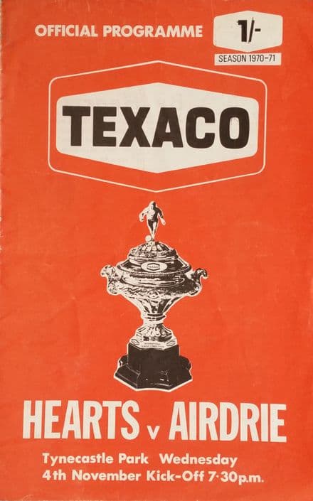 Heart of Midlothian v Airdrie, Texaco Cup (1970, Nov 4th)