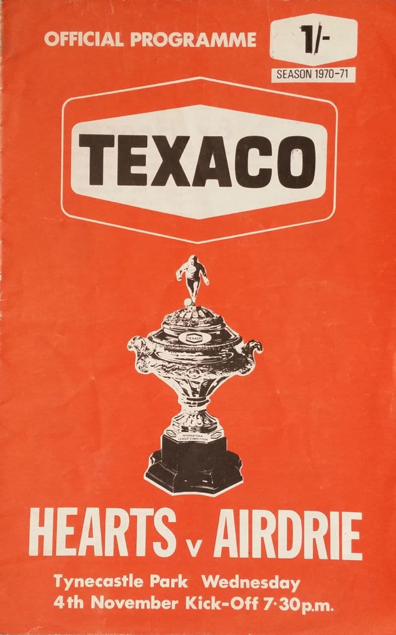 Heart of Midlothian v Airdrie, Texaco Cup (1970, Nov 4th)