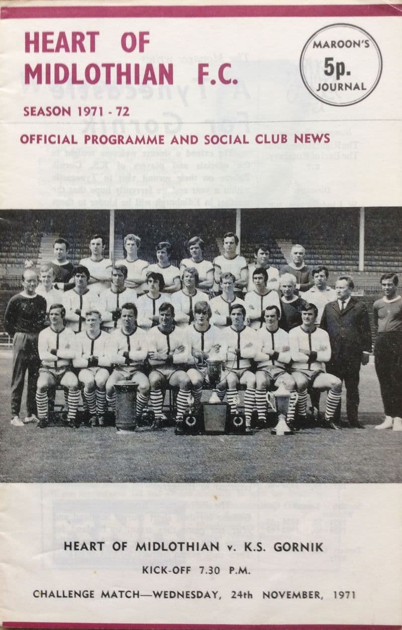 Heart of Midlothian v Gornik, Challenge Match (1971, Nov 24th)