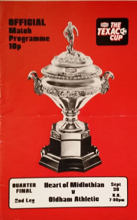 Heart of Midlothian v Oldham Athletic, Texaco Cup (1974, Sep 30th)