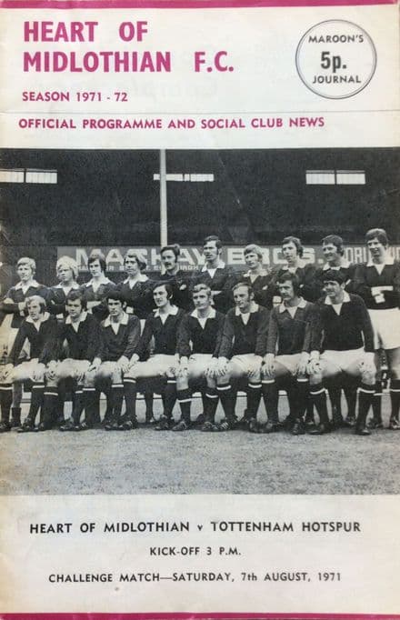 Heart of Midlothian v Spurs, Challenge Match (1971, Aug 7th)