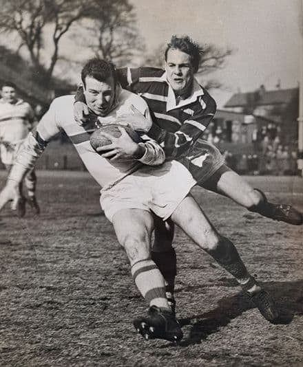 Huddersfield v Warrington "Eric Fraser Tackled", Press Photo