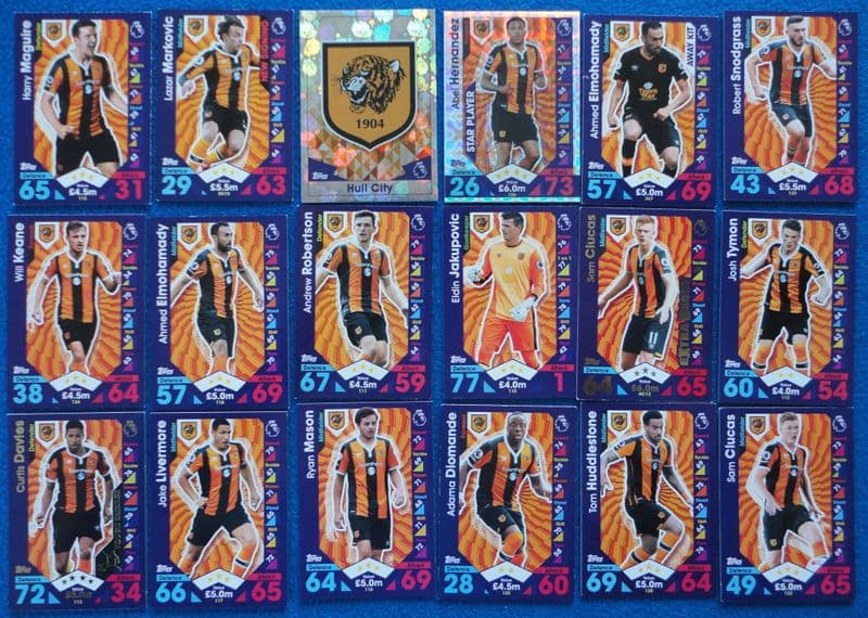 Hull City, Match Attax Cards x 18 (2016-17)