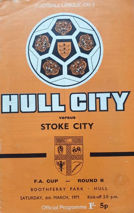 Hull City v Stoke, FA Cup 6th Rnd (1971, Mar 6th)