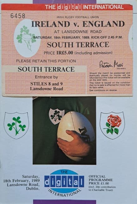 Ireland v England (1989, Feb 18th)