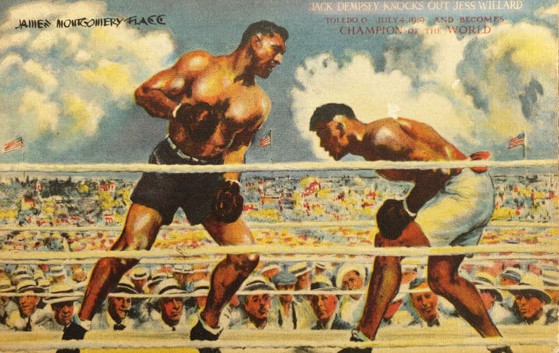 Jack Dempsey Knocks Out Jess Willard Boxing Card