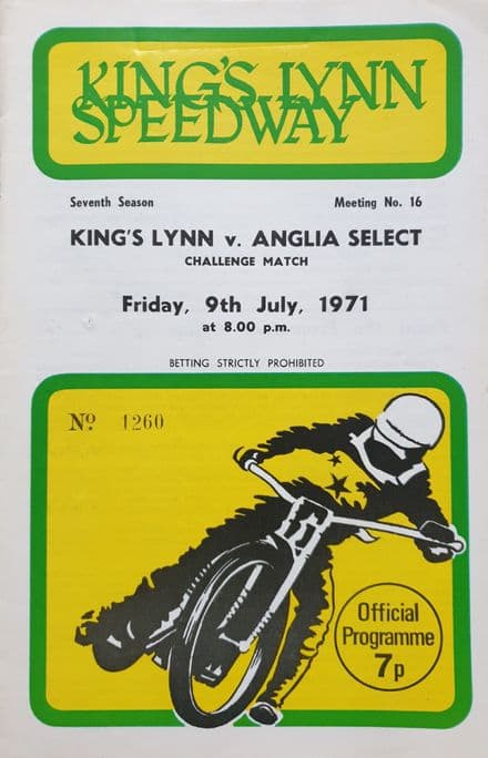 Kings Lynn v Anglia Select (1971, Jul 9th)