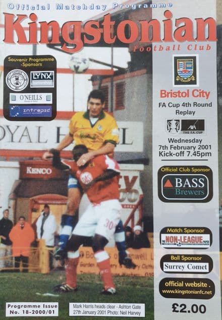Kingstonian v Bristol City, 4th Rnd (2001, Feb 7th)