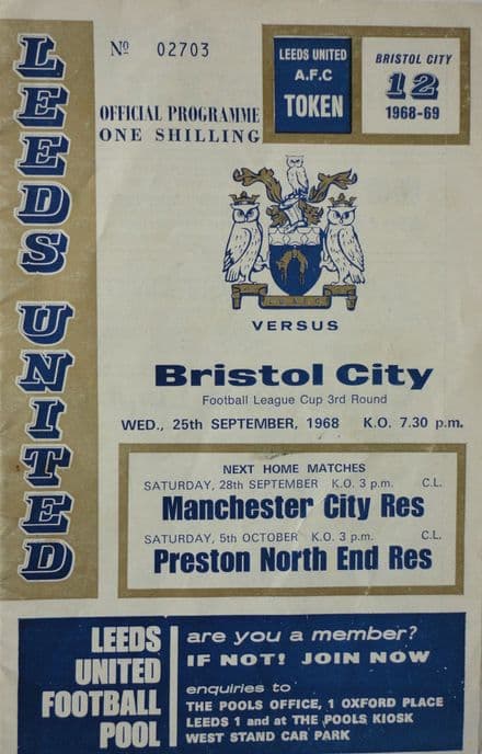 Leeds United v Bristol City, League Cup (1968, Sep 25th)