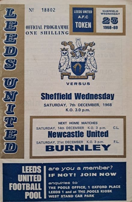 Leeds United v Sheffield Wednesday, Div 1 (1968, Dec 7th) & FLR