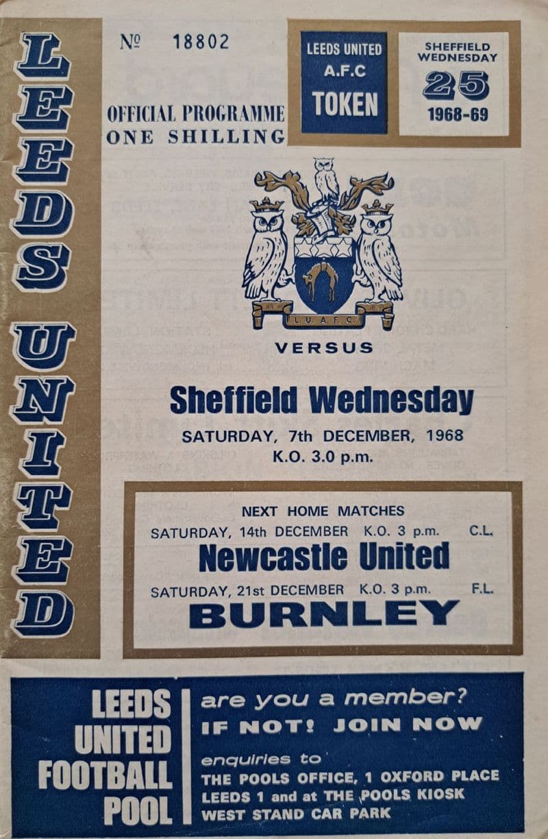 Leeds United v Sheffield Wednesday, Div 1 (1968, Dec 7th) & FLR