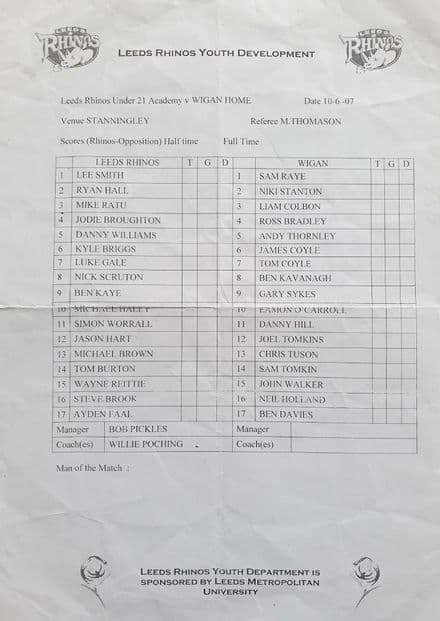 Leeds v Wigan, U.21 (2007, Jun 10th)