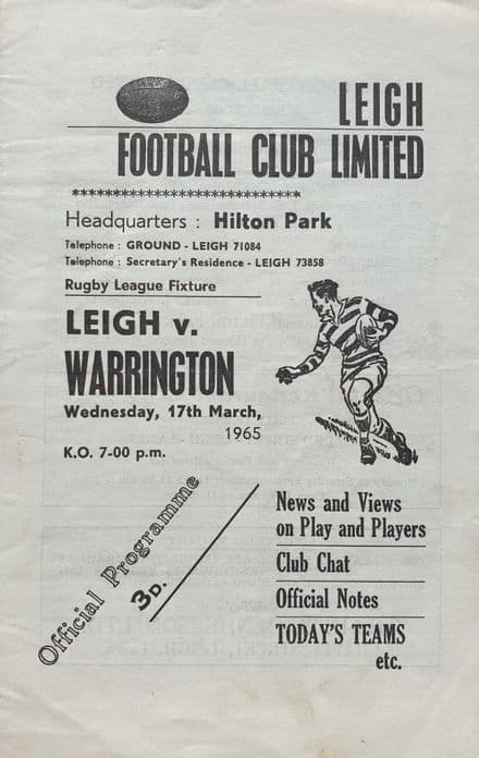 Leigh v Warrington (1965, Mar 17th)