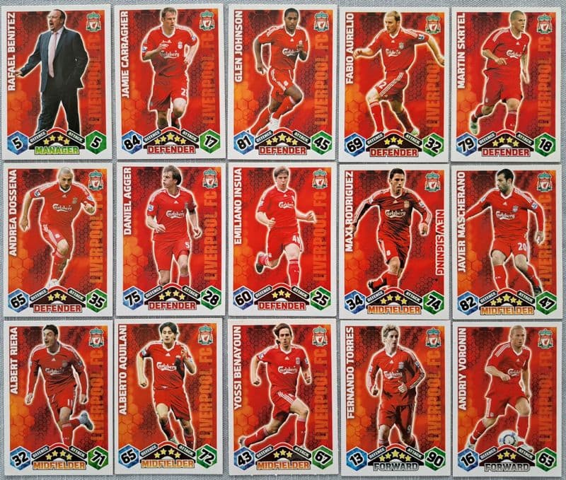 Liverpool, Match Attax Cards x15  (2009-10)