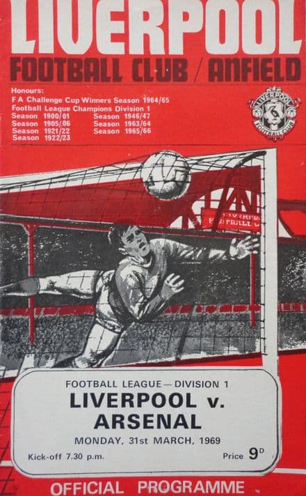 Liverpool v Arsenal, Div 1 (1969, 31st Mar)