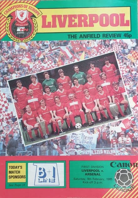Liverpool v Arsenal, Div 1 (1985, Feb 9th)