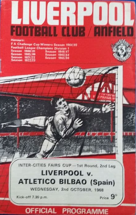 Liverpool v Atletico Bilbao, Fairs Cup 1st Rnd (1968, Oct 2nd)