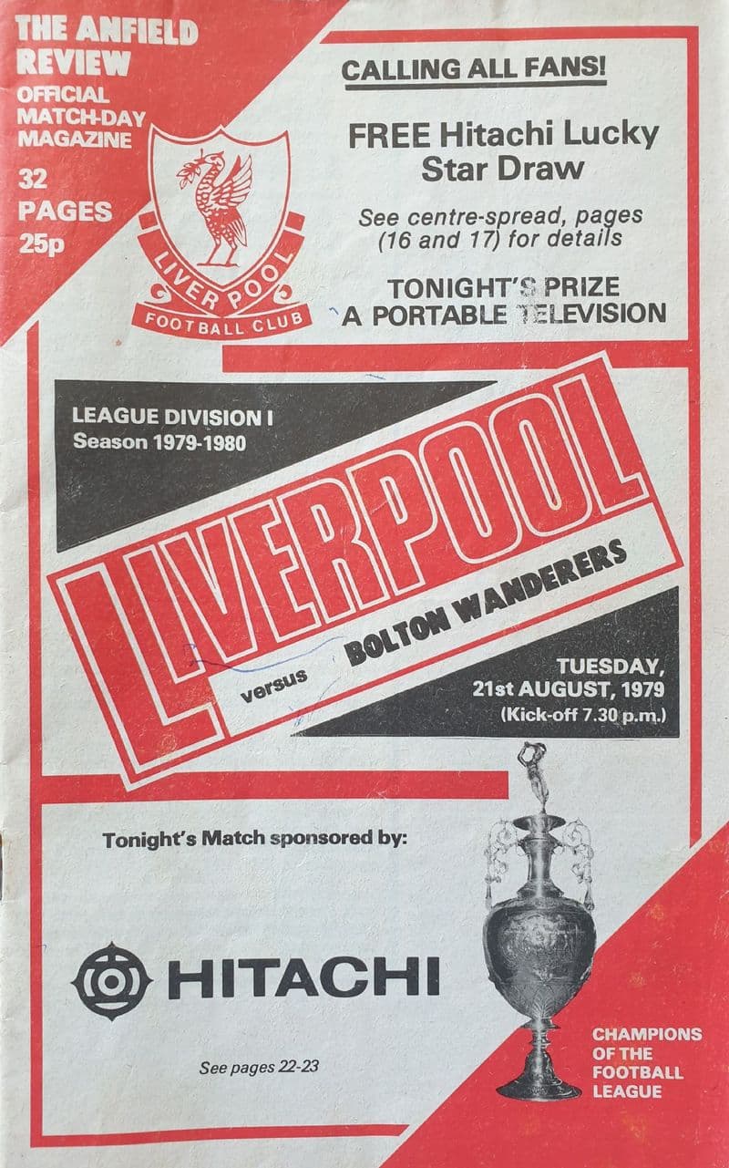 Liverpool v Bolton Wanderers, Div 1 (1979, Aug 21st)