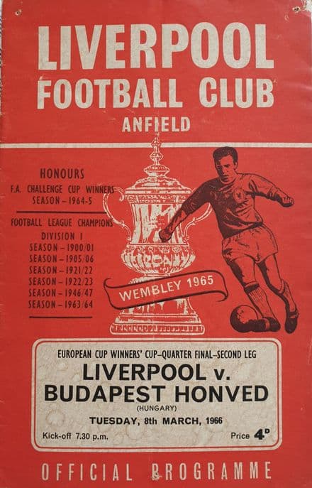 Liverpool v Budapest Honved, European CWC (1966, 8th Mar)
