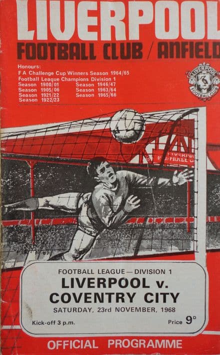 Liverpool v Coventry City, Div 1 (1968, Nov 23rd)