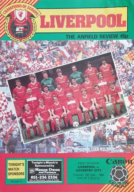 Liverpool v Coventry City, Div 1 (1984, Dec 4th)