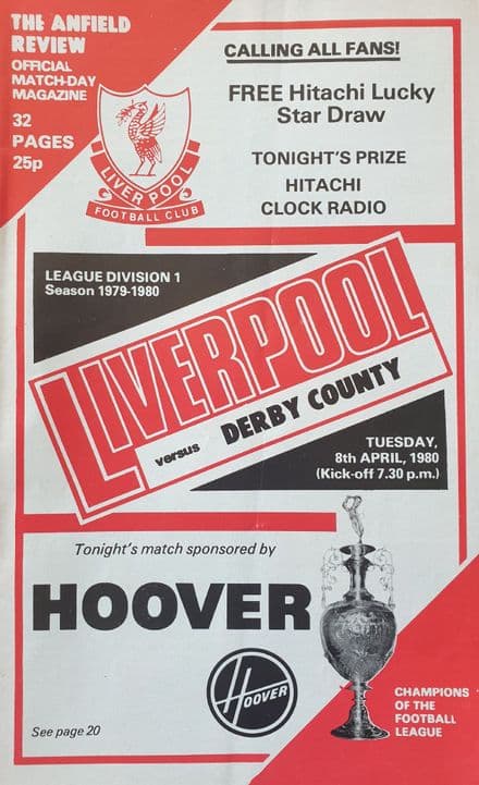 Liverpool v Derby County, Div 1 (1980, Apr 8th)